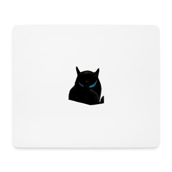 Chat noir aux yeux bleus - Tapis de souris (format paysage) - blanc - Devant