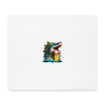 Cool shark drinking beer - Mouse Pad (horizontal) - white - Front