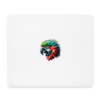 Papagei in Polygon Design Bunt - Mousepad (Querformat) - Weiß - Vorne