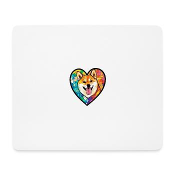 Shiba Inu Hund Herz Love - Mousepad (Querformat) - Weiß - Vorne