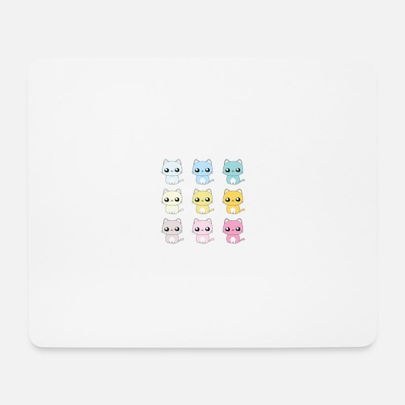 9 Lebt Süße Kawaii Katzen Pastell - Mousepad (Querformat) - Weiß