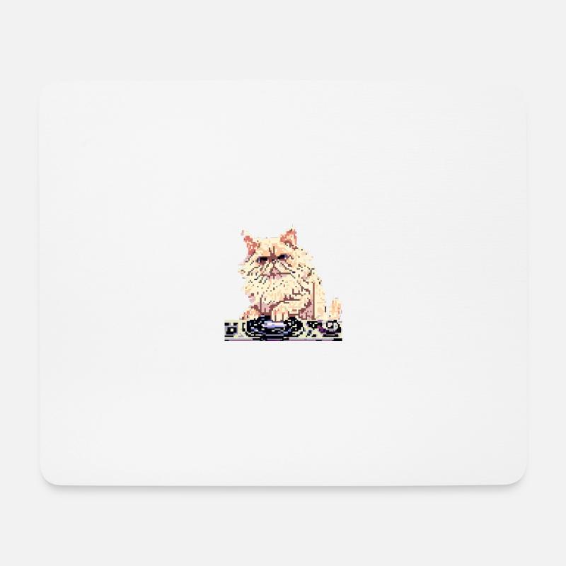 Perserkatze DJ Negan in Pixelart - Mousepad (Querformat) - Weiß