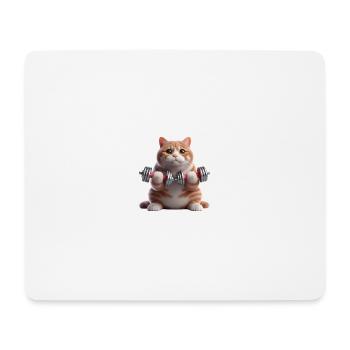 Sport Motif - Chat avec poids - Tapis de souris (format paysage) - blanc - Devant