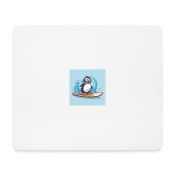 Süßer Surfender Pinguin auf einem Surfbrett - Mousepad (Querformat) - Weiß - Vorne