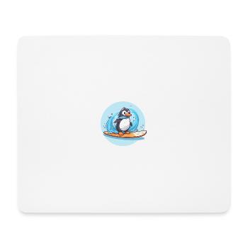 Süßer Surfender Pinguin auf einem Surfbrett - Mousepad (Querformat) - Weiß - Vorne
