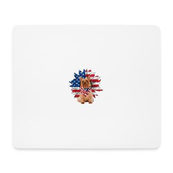 Drapeau américain Sunflower Dog Lovers 4 Juillet - Tapis de souris (format paysage) - blanc - Devant