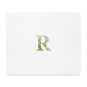 Letter R, Monogram, Floral Pattern - Mouse Pad (horizontal) - white - Front
