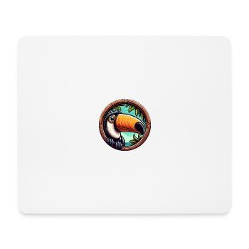 Cartoon Tukan blickt durch rundes Fenster - Mousepad (Querformat) - Weiß - Vorne