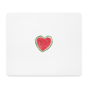 Melone, Wassermelone, Aquarell, Herz - Mousepad (Querformat) - Weiß - Vorne