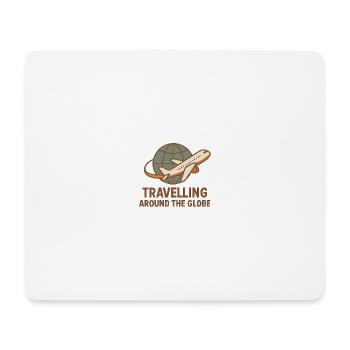 Travelling Around the Globe – Flugzeug & Globus - Mousepad (Querformat) - Weiß - Vorne