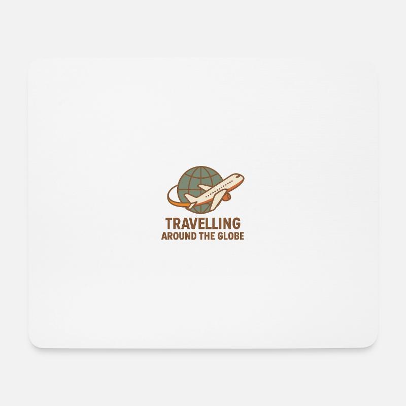 Travelling Around the Globe – Flugzeug & Globus - Mousepad (Querformat) - Weiß