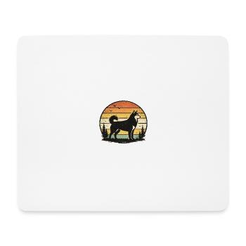 Husky Retro Sunset - Tapis de souris (format paysage) - blanc - Devant