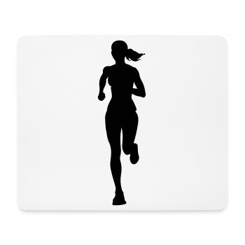 Silhouette de la coureuse marathonienne - Tapis de souris (format paysage) - blanc - Devant