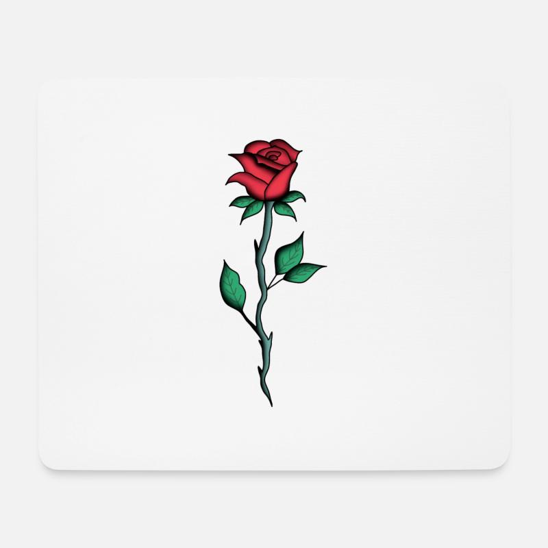 Rote Rose - Zeichnung, Kunst - Mousepad (Querformat) - Weiß