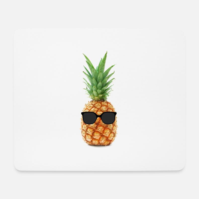 Ananas mit Brille - Mousepad (Querformat) - Weiß