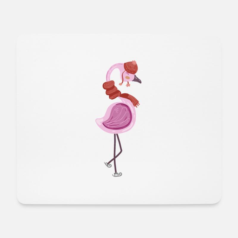 Flamingo Winter Weihnachten - Mousepad (Querformat) - Weiß
