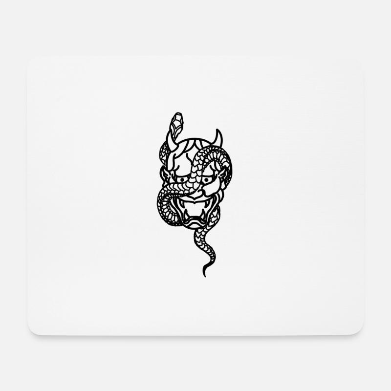 Oni Maske - Mousepad (Querformat) - Weiß