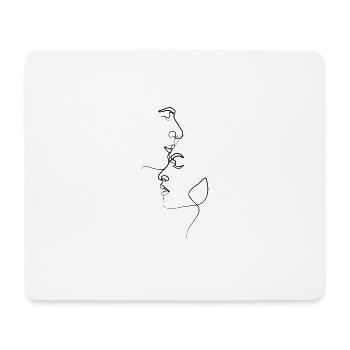 Kuss Line Art - Mousepad (Querformat) - Weiß - Vorne