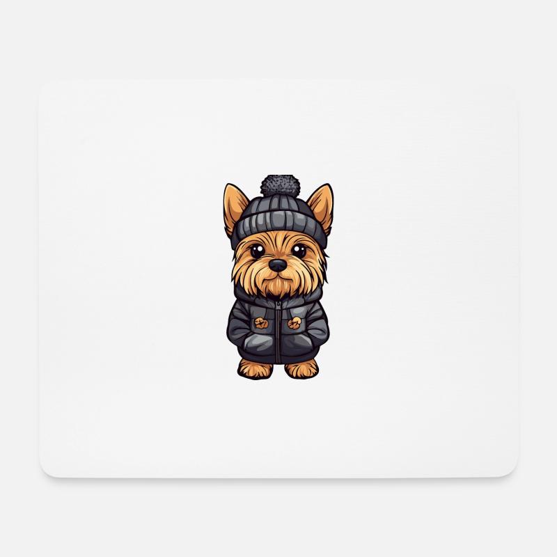 Yorkshire Terrier Hund Stylisch - Mousepad (Querformat) - Weiß