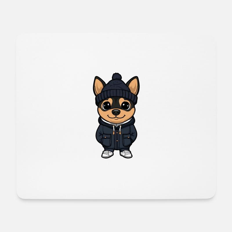 Pinscher Chien Élégant - Tapis de souris (format paysage) - blanc