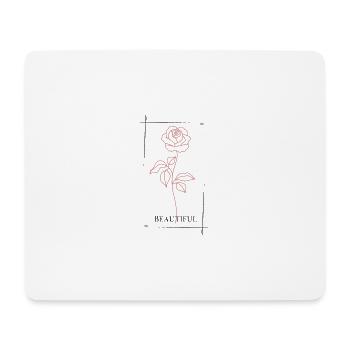 Rose couleur saumon avec inscription « Beautiful » sur le dos - Tapis de souris (format paysage) - blanc - Devant