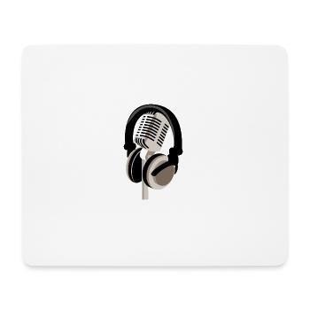 Mikrofon mit Kopfhörern - Mousepad (Querformat) - Weiß - Vorne