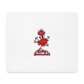 Ruby Blumenschnabel - fröhlicher Blütenvogel - Mousepad (Querformat) - Weiß - Vorne