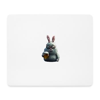 Drôle de lapin de Pâques avec bière - Tapis de souris (format paysage) - blanc - Devant