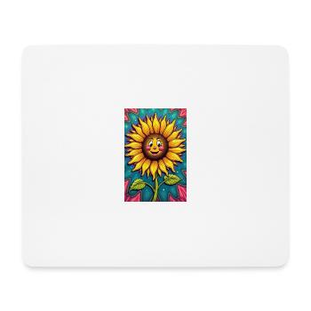 Freundlich lächelnde Sonnenblume - Mousepad (Querformat) - Weiß - Vorne