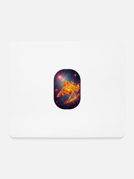 Goldenes Feuerpferd Sternenhimmel Tierkreiszeichen - Mousepad (Querformat) - Weiß