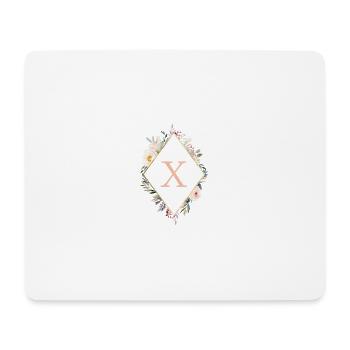 X Monogramm , Floral, Boho - Mousepad (Querformat) - Weiß - Vorne