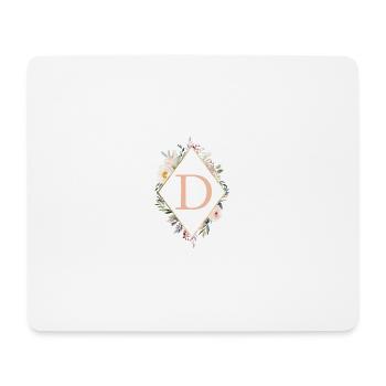 D monogramme, Floral, Boho - Tapis de souris (format paysage) - blanc - Devant