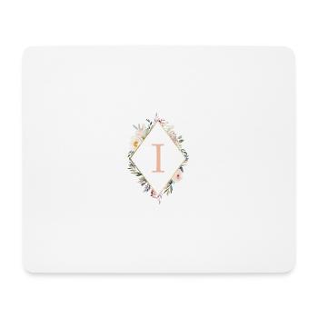 I Monogramm , Floral, Boho - Mousepad (Querformat) - Weiß - Vorne