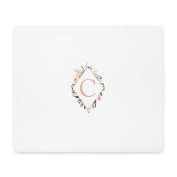 C monogramme, Floral, Boho - Tapis de souris (format paysage) - blanc - Devant