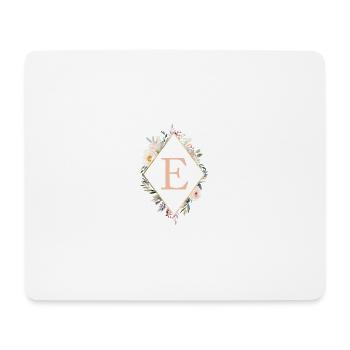 E Monogramm , Floral, Boho - Mousepad (Querformat) - Weiß - Vorne