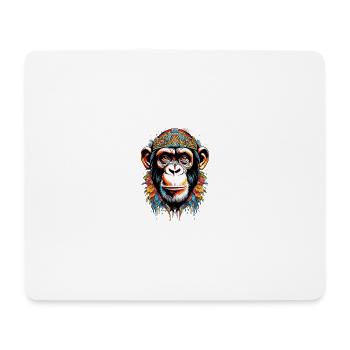 Colorful Monkey Portrait with Tribal Pattern - Mouse Pad (horizontal) - white - Front