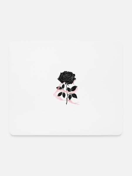 Schwarze Rose und rosa Band - Mousepad (Querformat) - Weiß