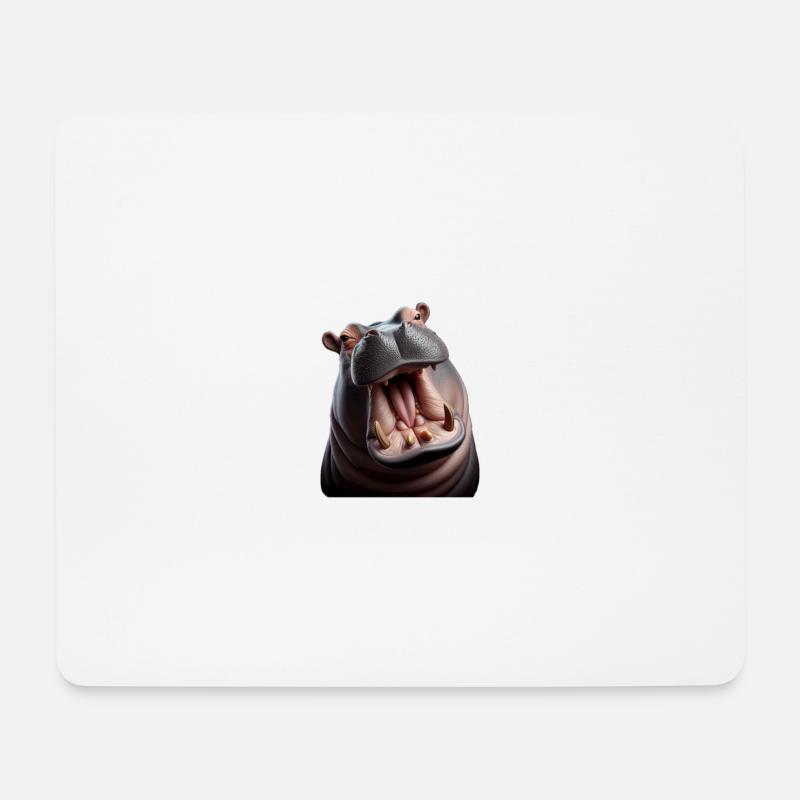 Nilpferd 2 - Mousepad (Querformat) - Weiß