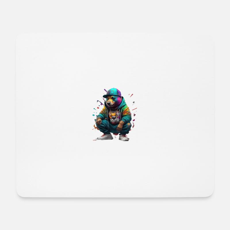 Hip Hop Bär - Mousepad (Querformat) - Weiß