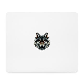 Bunter Wolf im Mosaik-Stil - Mousepad (Querformat) - Weiß - Vorne