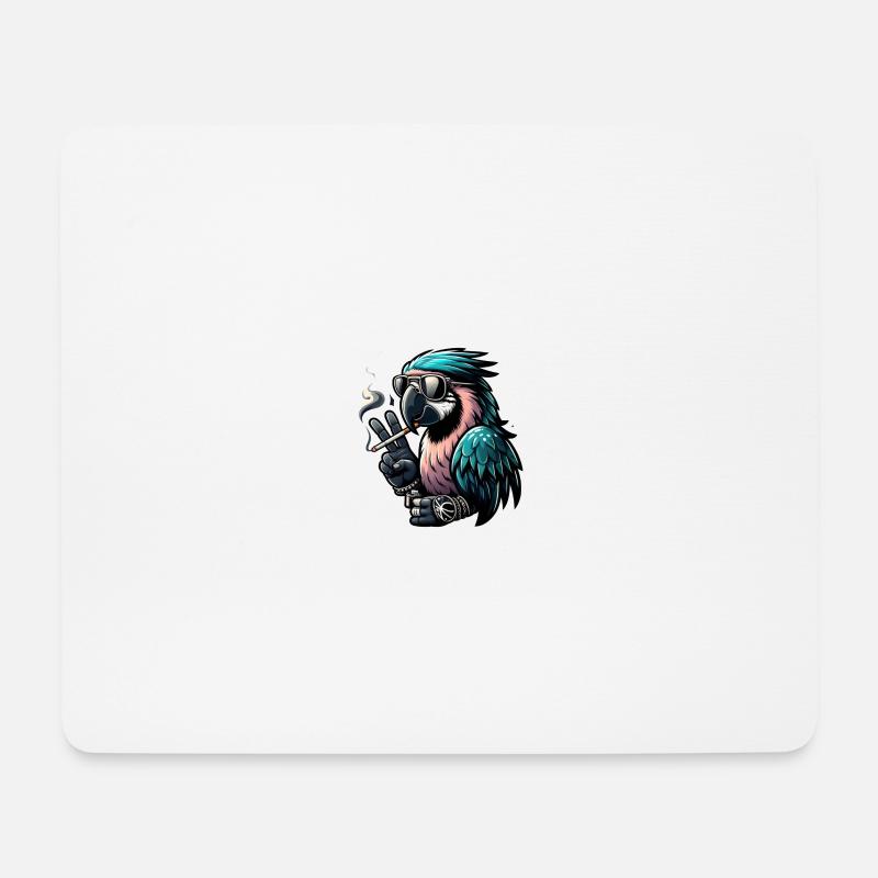 Entspannter Papagei mit Sonnenbrille - Mousepad (Querformat) - Weiß