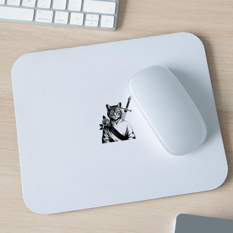 Le chat samourai, le chat Bushido Tapis de souris (format paysage)