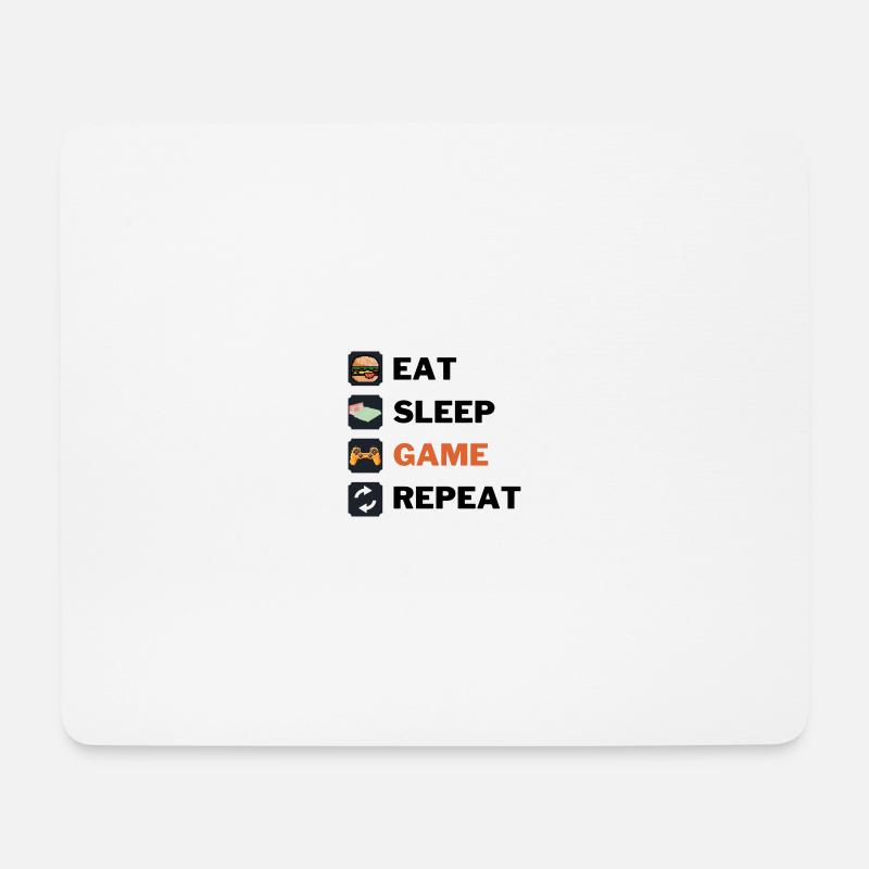 Eat sleep game repeat - Mousepad (Querformat) - Weiß