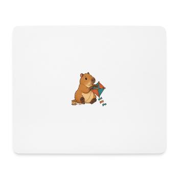 Capybara baut einen Papierdrachen - Mousepad (Querformat) - Weiß - Vorne