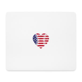 4 juillet Drapeau Américain Baseball Coeur USA - Tapis de souris (format paysage) - blanc - Devant