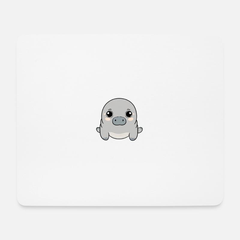 Liebenswerte Seekuh mit großen Augen - Mousepad (Querformat) - Weiß