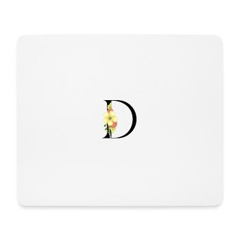 Elegant letter 'D' with flowers - Mouse Pad (horizontal) - white - Front