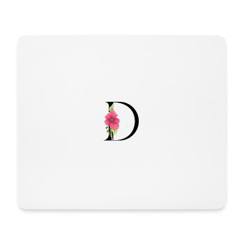 Elegant letter 'D' with flowers - Mouse Pad (horizontal) - white - Front