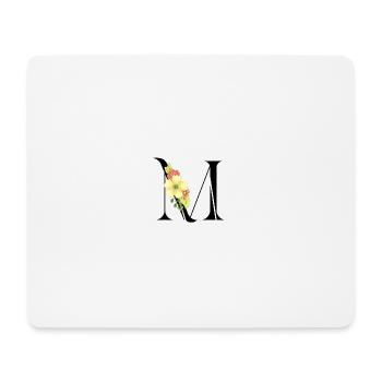 Eleganter Buchstabe 'M' mit Blumen - Mousepad (Querformat) - Weiß - Vorne