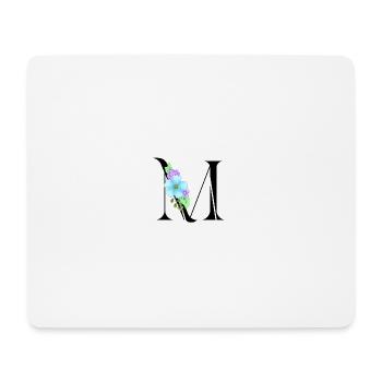 Eleganter Buchstabe 'M' mit Blumen - Mousepad (Querformat) - Weiß - Vorne